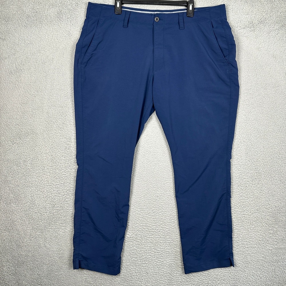 Under Armour Pants Mens 40X32 Golf Trousers Navy Blue Chino Stretch Flat Front